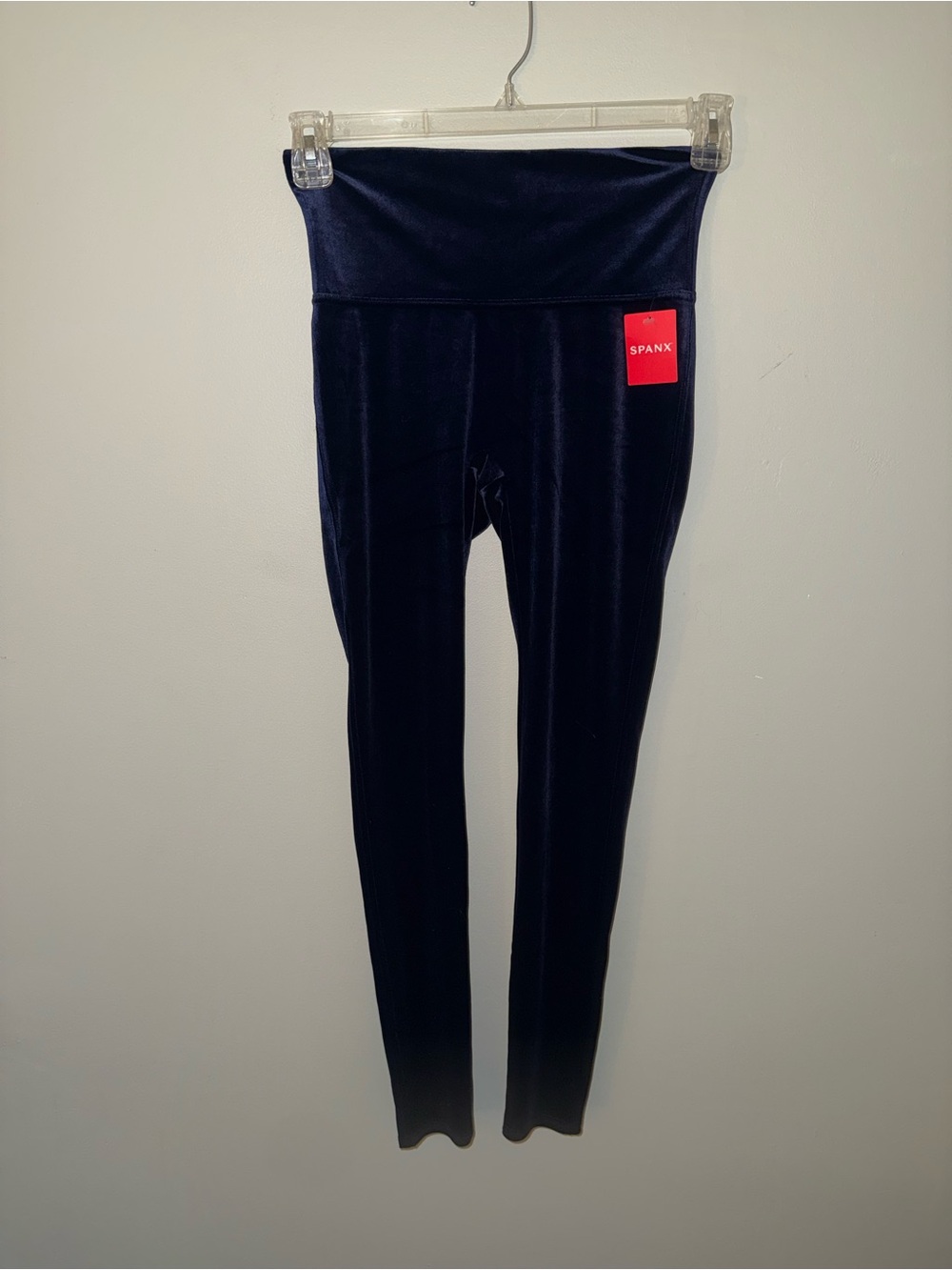 NWT Spanx blue pull on velvet leggings size M medium 28”